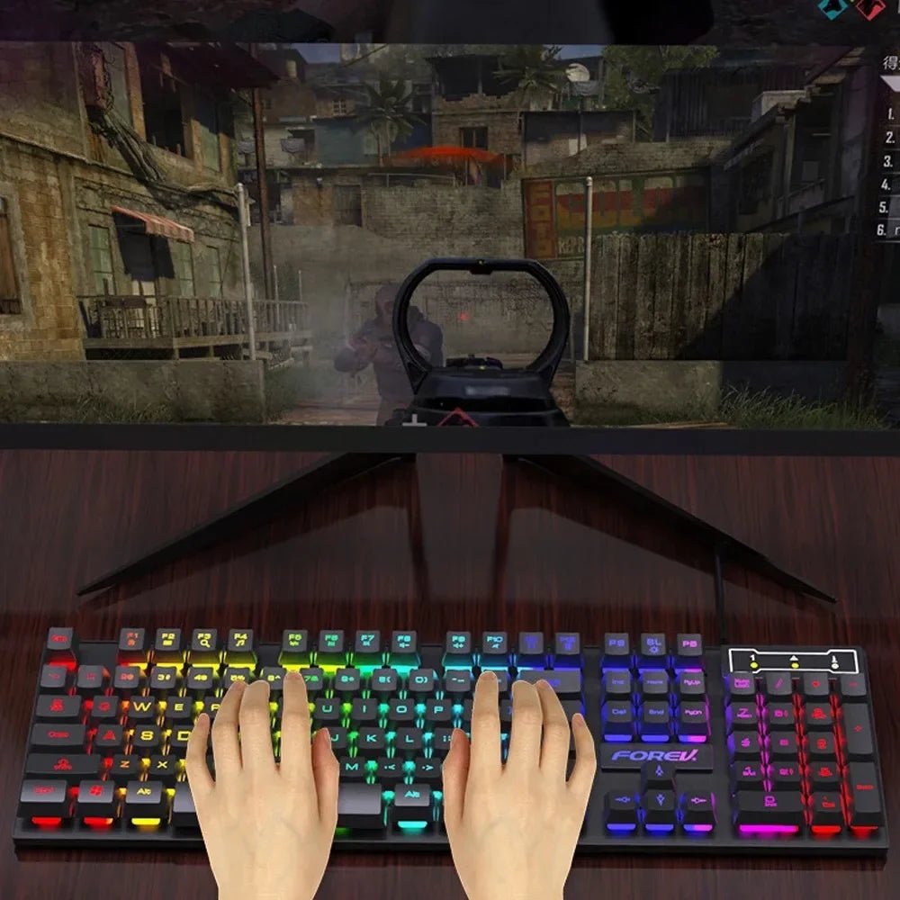 104 key Backlit Mechanical Keyboard Wired Gaming Keyboard waterproof Luminous keyboard And Mouse Set for Gamer PC Laptop Office - Friendly Smart Shopping