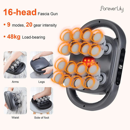 16 - Head Fascia Gun High - Frequency Vibration Body Massage Gun Waist and Back Massager Neck Shoulder Massager Muscle masajeador - Friendly Smart Shopping