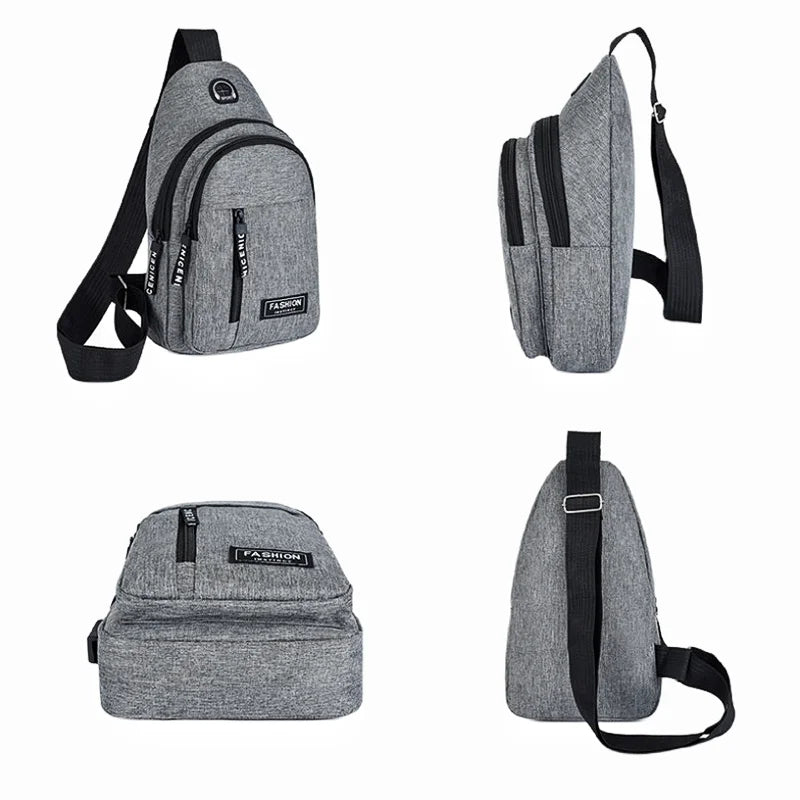 2025 New Multifunctional Chest Bag Men's Fashion Trend Oxford Cloth Shoulder Bag Korean Style Casual Waterproof Messenger Bag - Friendly Smart Shopping