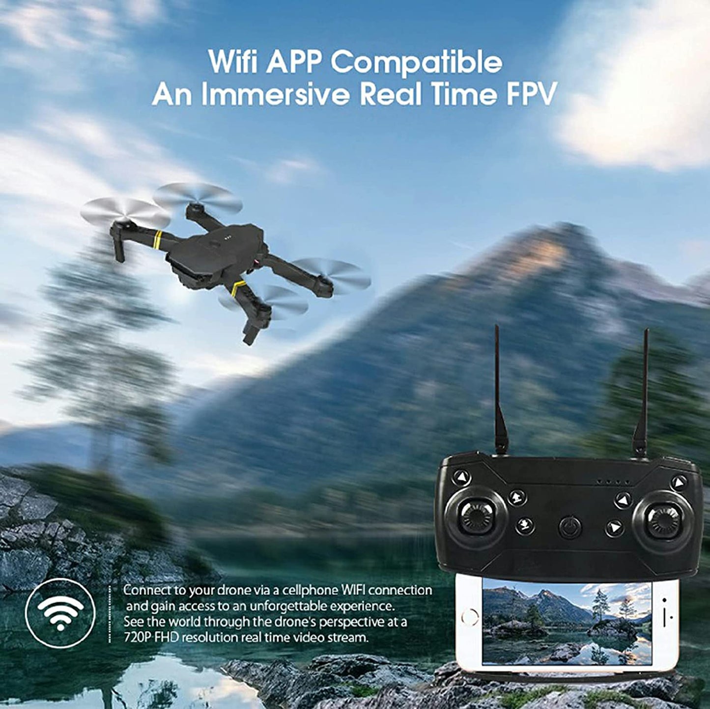 4K HD Double Camera RC FPV With Wi - Fi Portable Wide Range Angle Foldable Quadcopter Drone - Friendly Smart Shopping