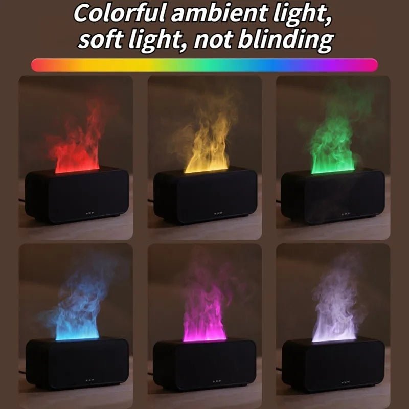 Mini Simulation Flame Humidifier with Colorful Atmosphere Light No Water Power Protection Timed Function for Home Bedroom Office - Friendly Smart Shopping