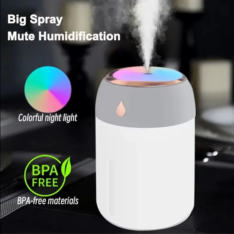 Portable Mini USB Air Humidifier Aroma Diffuser LED Cool Light 330ml Mist for Room Home Car Plant Purifier - Friendly Smart Shopping