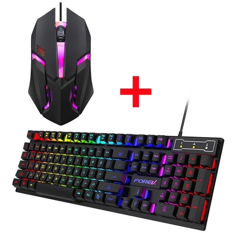 104 key Backlit Mechanical Keyboard Wired Gaming Keyboard waterproof Luminous keyboard And Mouse Set for Gamer PC Laptop Office - Friendly Smart Shopping