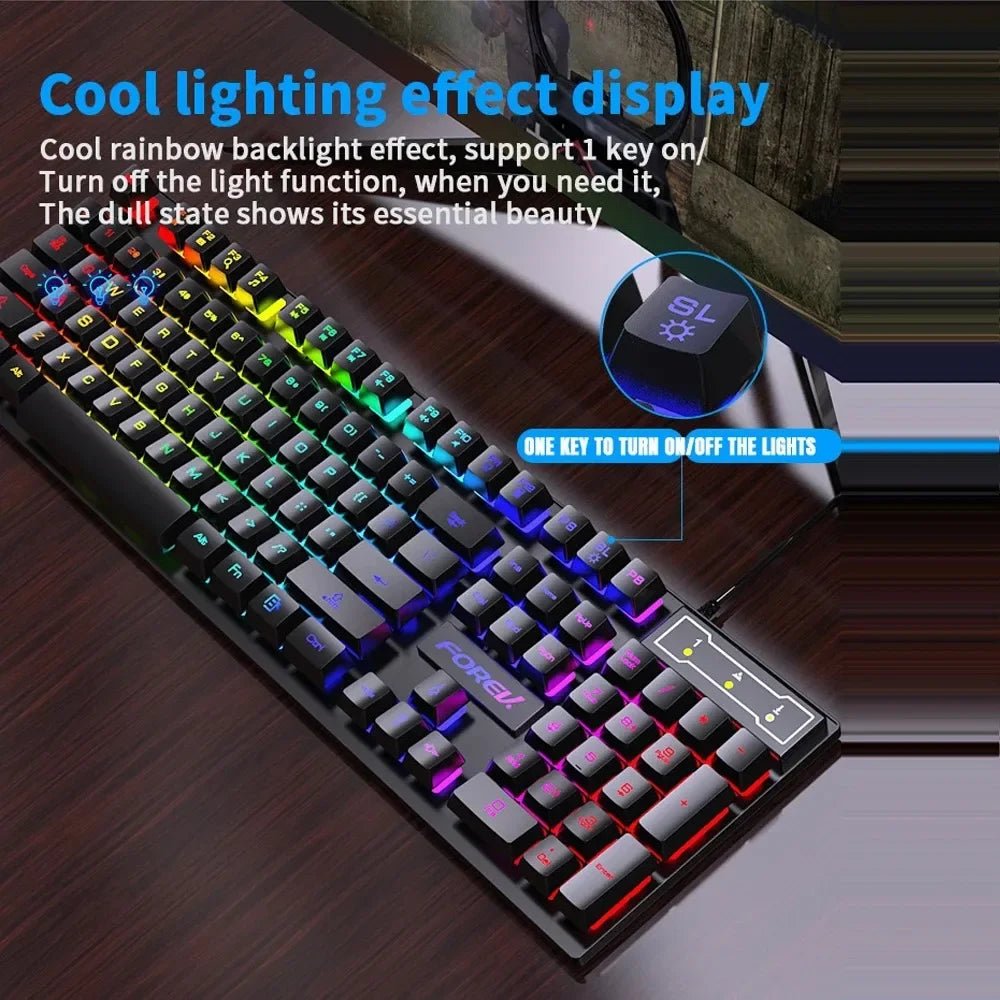 104 key Backlit Mechanical Keyboard Wired Gaming Keyboard waterproof Luminous keyboard And Mouse Set for Gamer PC Laptop Office - Friendly Smart Shopping
