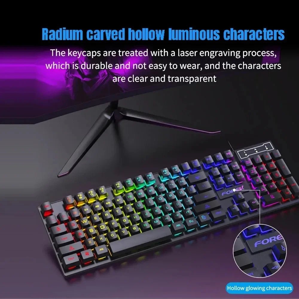 104 key Backlit Mechanical Keyboard Wired Gaming Keyboard waterproof Luminous keyboard And Mouse Set for Gamer PC Laptop Office - Friendly Smart Shopping