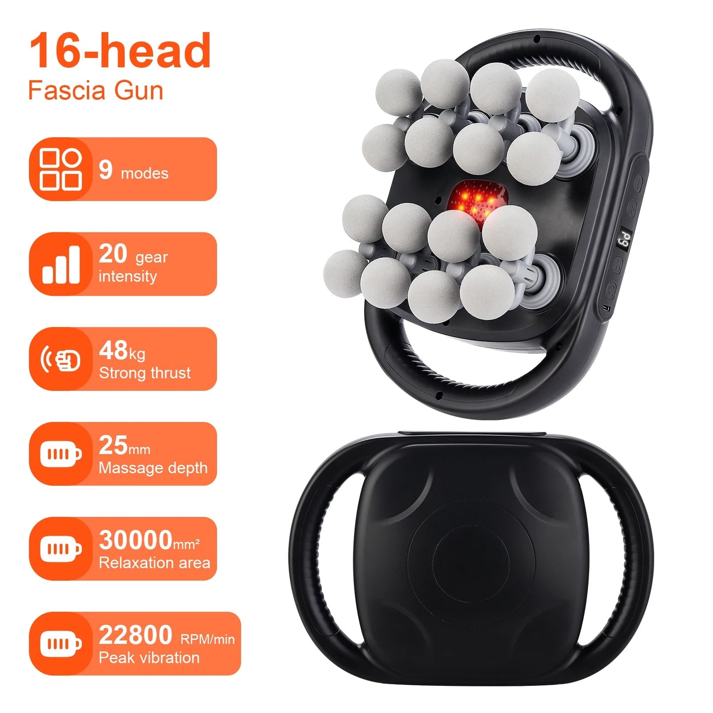 16 - Head Fascia Gun High - Frequency Vibration Body Massage Gun Waist and Back Massager Neck Shoulder Massager Muscle masajeador - Friendly Smart Shopping