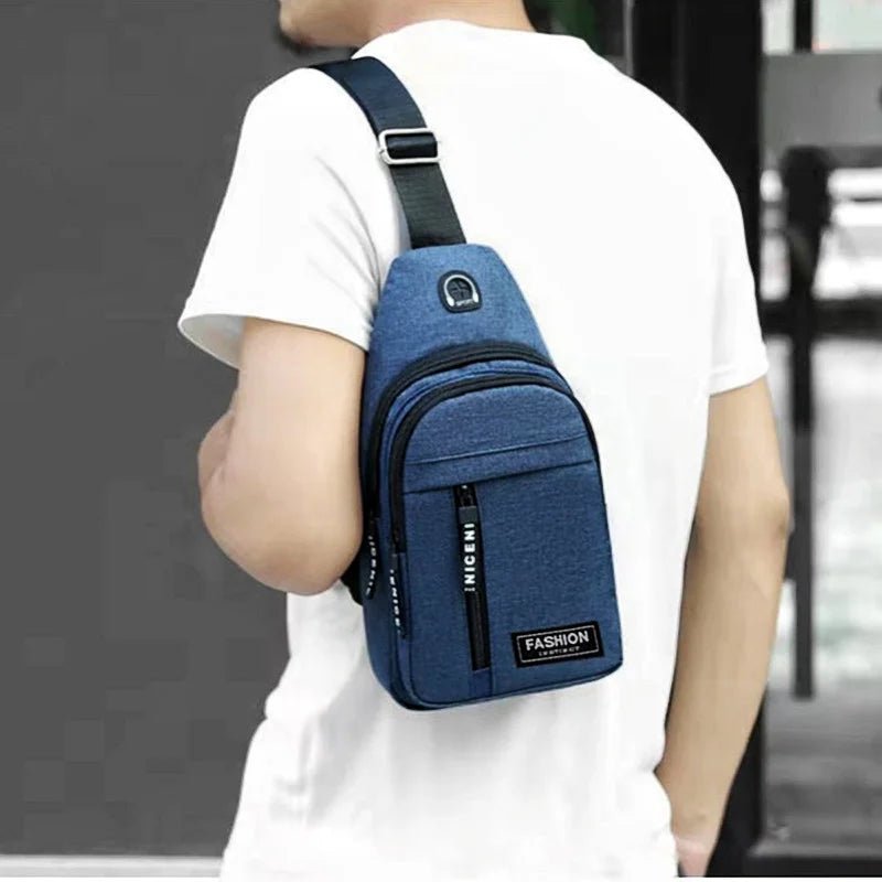 2025 New Multifunctional Chest Bag Men's Fashion Trend Oxford Cloth Shoulder Bag Korean Style Casual Waterproof Messenger Bag - Friendly Smart Shopping