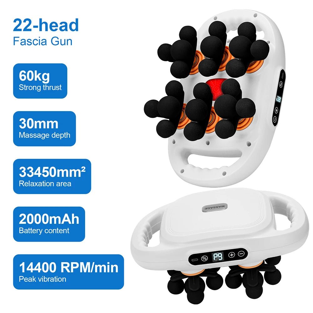 22 - Head Fascia Gun High - Frequency Vibration Body Massage Gun Back and Waist Massager Neck Shoulder Massager Muscle masajeador - Friendly Smart Shopping