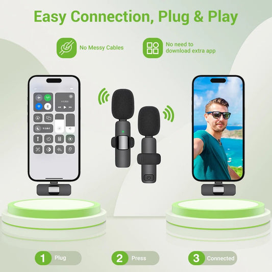 Basix 2.4G Wireless Lavalier Microphone Portable Audio Video Recording Mini Mic for iPhone Android Live Broadcast Gaming Phone - Friendly Smart Shopping