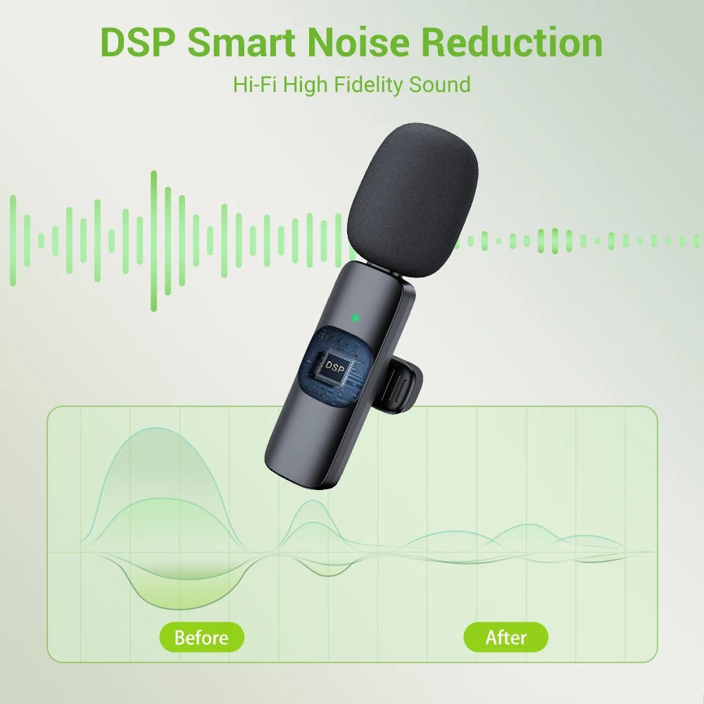 Basix 2.4G Wireless Lavalier Microphone Portable Audio Video Recording Mini Mic for iPhone Android Live Broadcast Gaming Phone - Friendly Smart Shopping