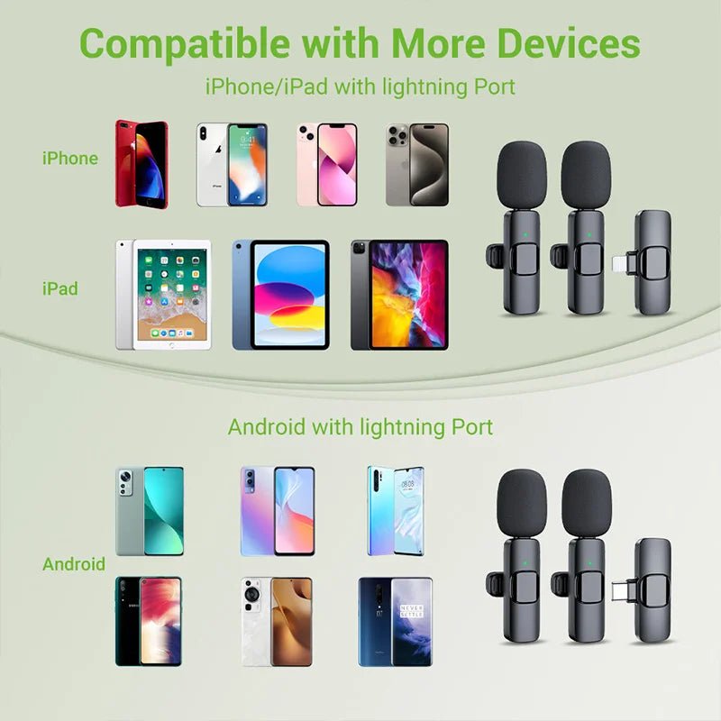 Basix 2.4G Wireless Lavalier Microphone Portable Audio Video Recording Mini Mic for iPhone Android Live Broadcast Gaming Phone - Friendly Smart Shopping