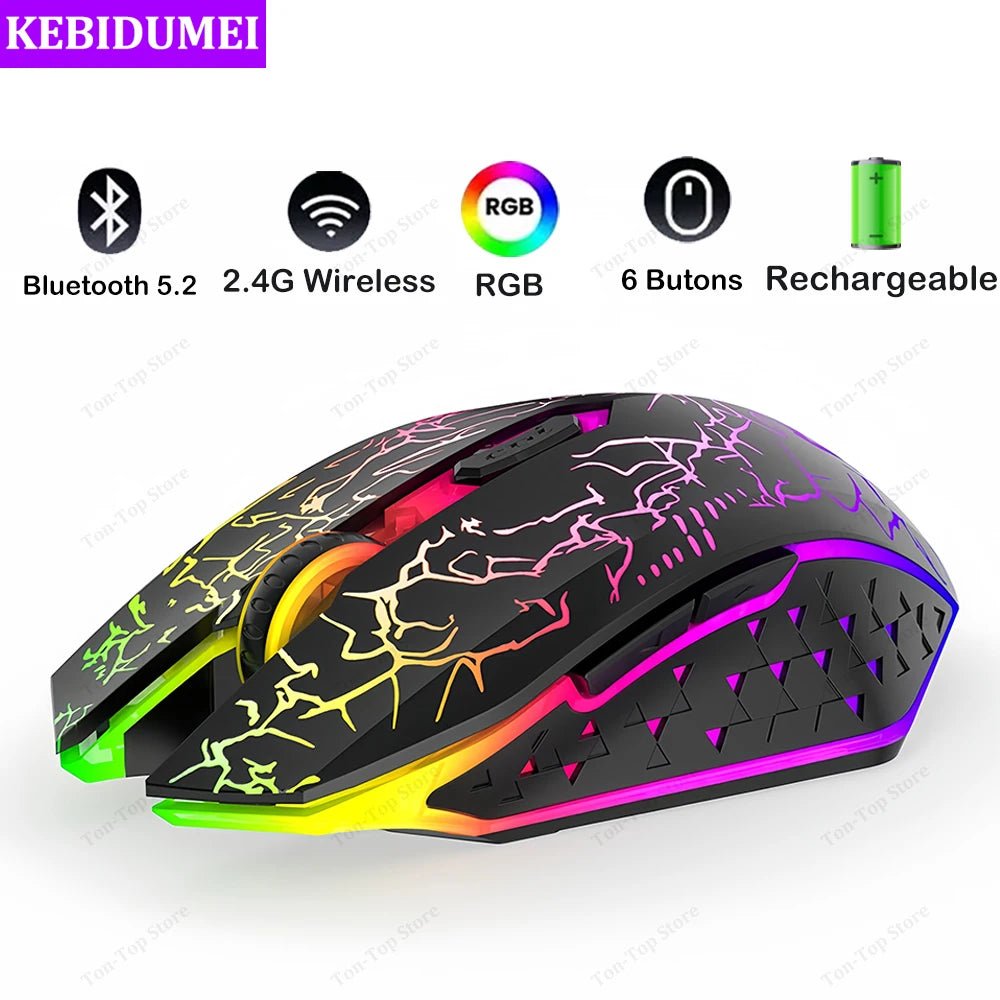 Bluetooth 5.2 Mouse RGB 2.4G Wireless Mouse Dual - Mode Gaming Mouse 6 Buttons Silent Mouse For MacBook Tablet Laptops Computer - Friendly Smart Shopping