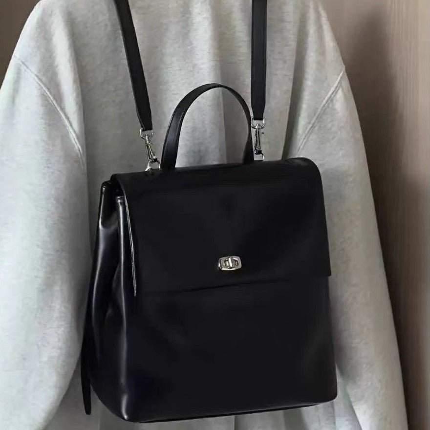 Korean Style Retro High - grade Oil Wax Leather Backpack - Friendly Smart Shopping