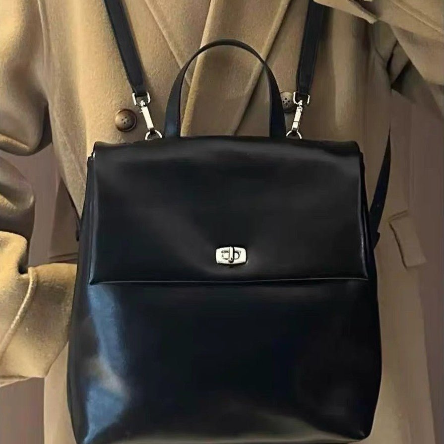 Korean Style Retro High - grade Oil Wax Leather Backpack - Friendly Smart Shopping