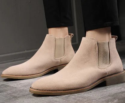 Men's High - Top Leather Chelsea Ankle Boots - Friendly Smart Shopping