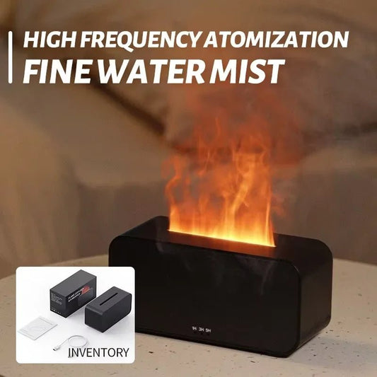 Mini Simulation Flame Humidifier with Colorful Atmosphere Light No Water Power Protection Timed Function for Home Bedroom Office - Friendly Smart Shopping
