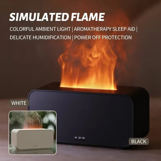 Mini Simulation Flame Humidifier with Colorful Atmosphere Light No Water Power Protection Timed Function for Home Bedroom Office - Friendly Smart Shopping